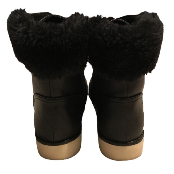 FREE PEOPLE MIA COMBAT STYLE BLACK LACE UP BOOTS WITH SIDE ZIPPER&FAUX FUR HEEL - Picture 6 of 10